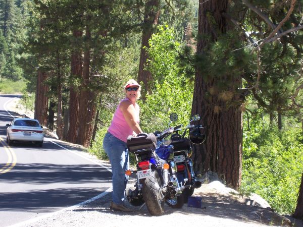 Kelly on her Honda