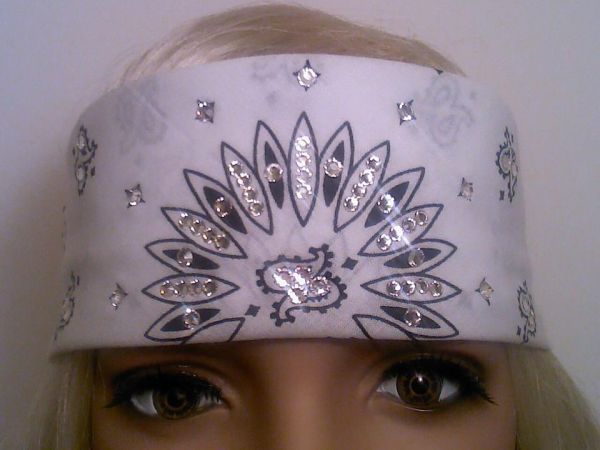 White bandana with Brilliant Diamond Crystals