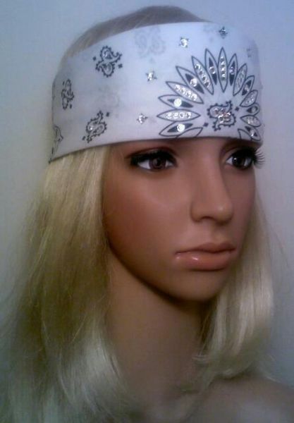 White bandana with Brilliant Diamond Crystals