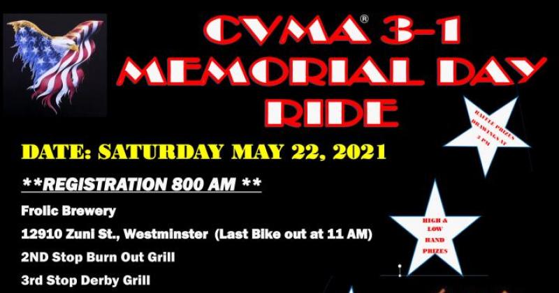 CVMA 3-1 Memorial Day Ride