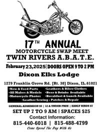 17th. Annual Twin Rivers Abate swap meet 