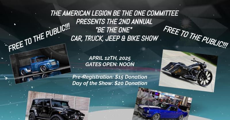 2nd Annual “Be The One” Car, Truck, Jeep and Bike Show 