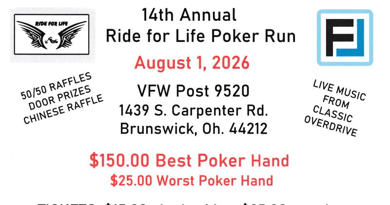 14 Annual Ride for Life Poker Run