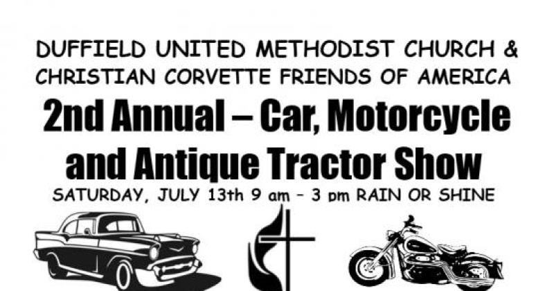 2nd Annual Duffield UMC & Christian Corvette Friends Car, Bike, Truck, & Antique Tractor show