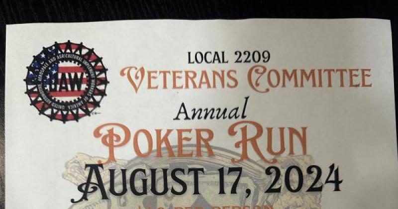 UAW Local 2209 Veteran’s Committee 12th Annual Poker Run